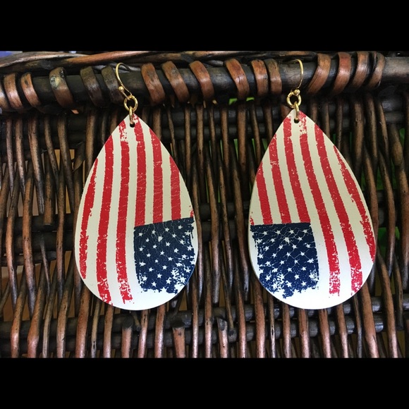 Patriotic Leather Earrings - Picture 1 of 2